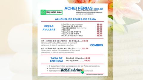 Aluguel de roupa de cama em Caldas Novas
